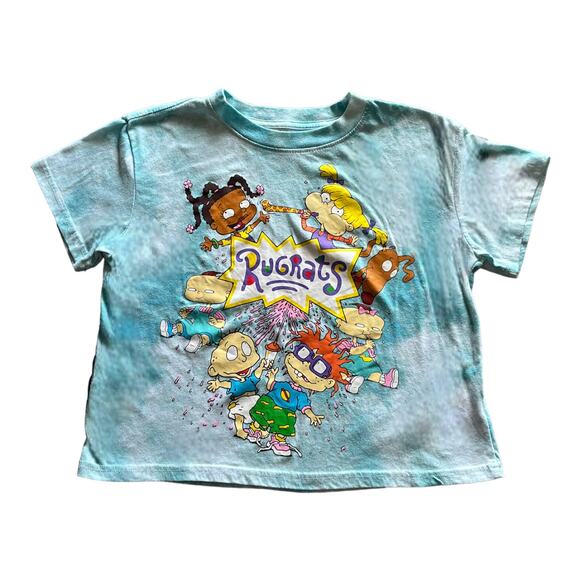 Nickelodeon RUGRATS Cropped TEE Shirt Small Teal Tie Dye Cartoon Characters - Picture 5 of 5